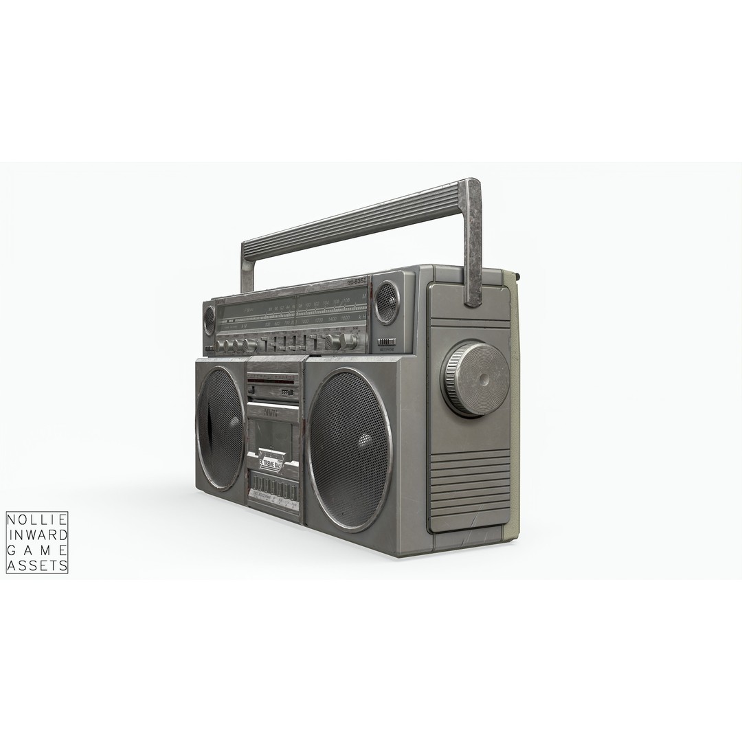 80s Boombox 3D Model – Low Poly Hero Prop, Game Ready, FBX - View 15