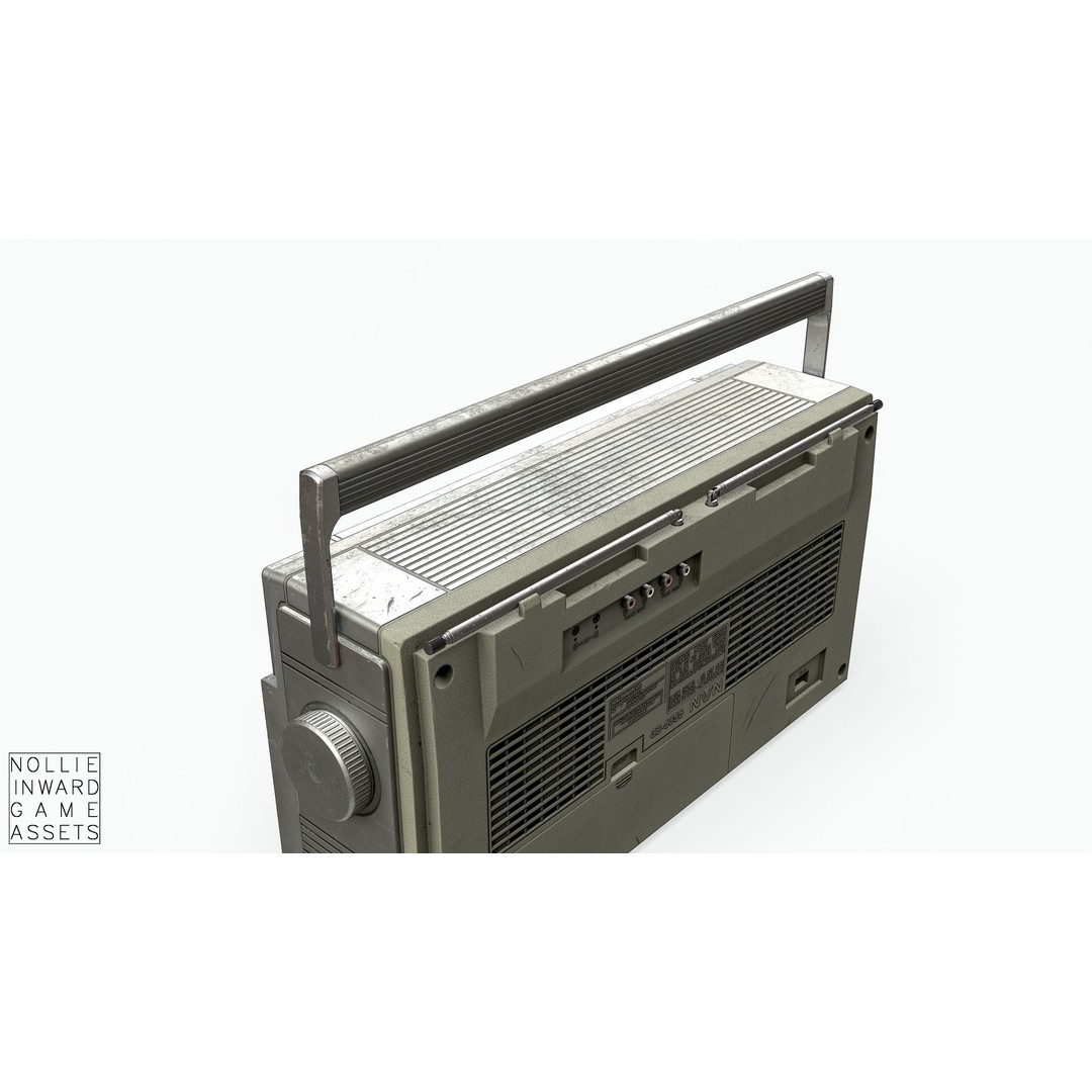 80s Boombox 3D Model – Low Poly Hero Prop, Game Ready, FBX - View 16