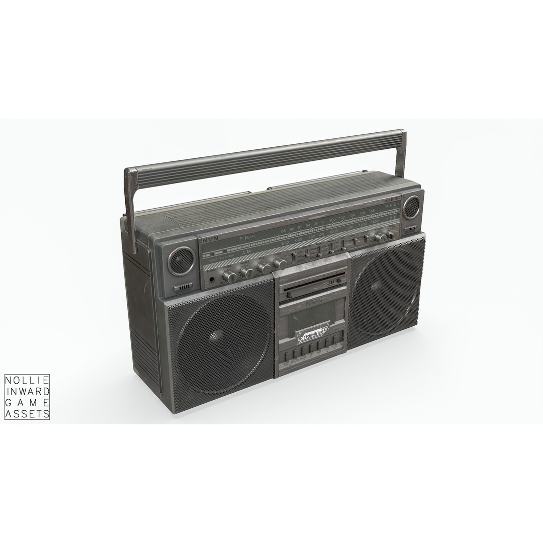 80s Boombox 3D Model – Low Poly Hero Prop, Game Ready, FBX - View 17