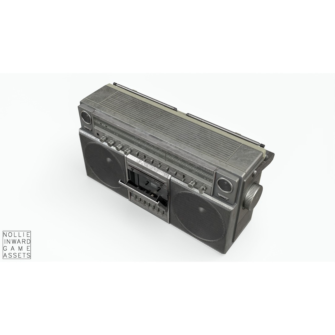 80s Boombox 3D Model – Low Poly Hero Prop, Game Ready, FBX - View 20