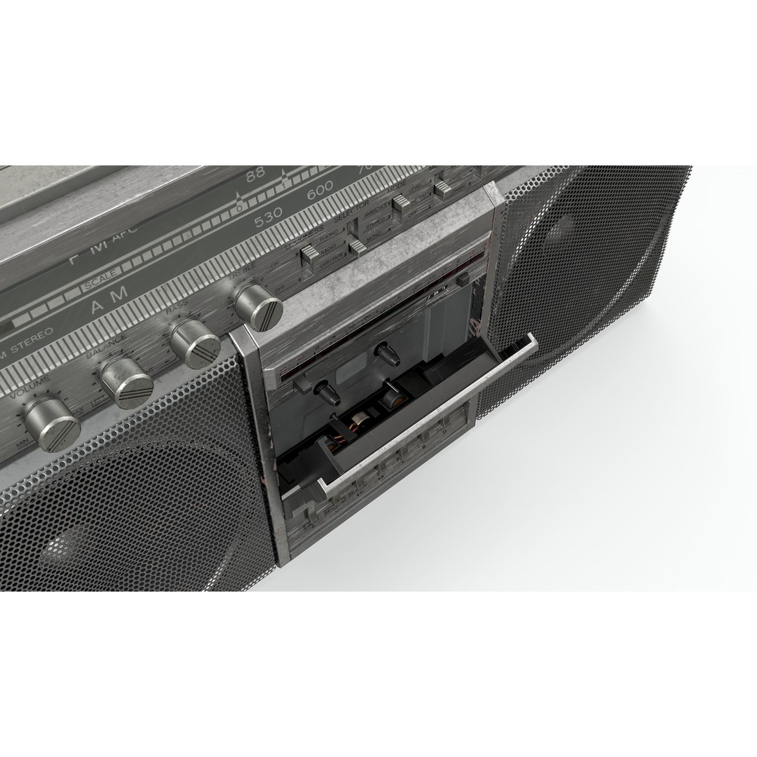 80s Boombox 3D Model – Low Poly Hero Prop, Game Ready, FBX - View 21
