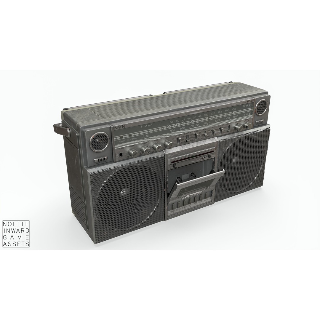 80s Boombox 3D Model – Low Poly Hero Prop, Game Ready, FBX - View 22