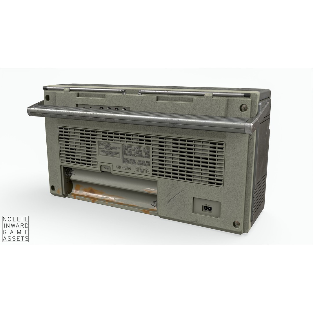 80s Boombox 3D Model – Low Poly Hero Prop, Game Ready, FBX - View 23