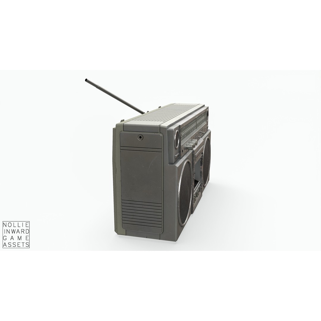 80s Boombox 3D Model – Low Poly Hero Prop, Game Ready, FBX - View 24
