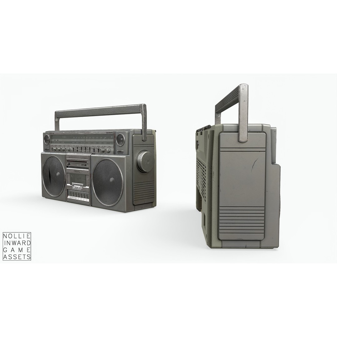 80s Boombox 3D Model – Low Poly Hero Prop, Game Ready, FBX - View 8