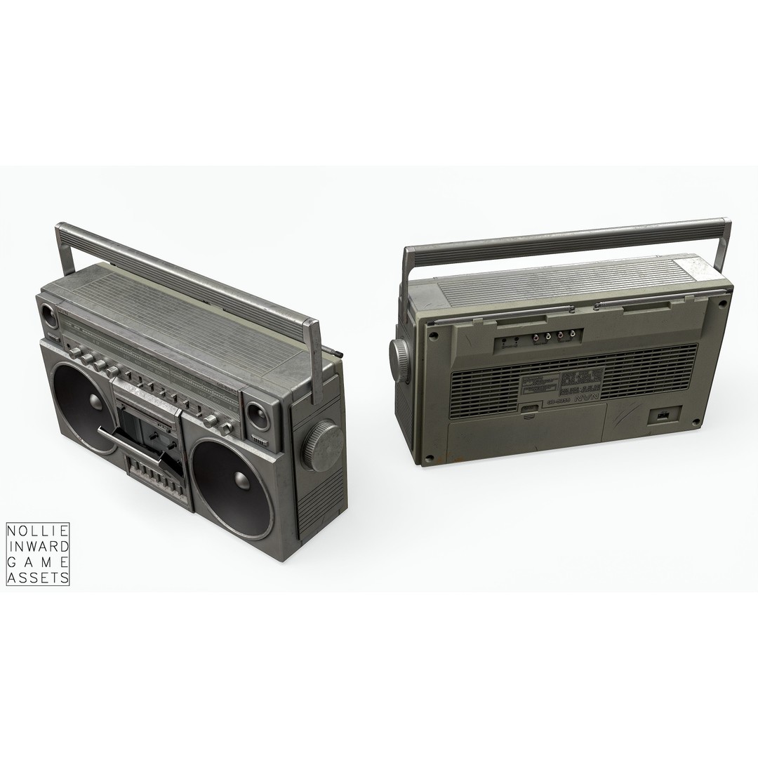 80s Boombox 3D Model – Low Poly Hero Prop, Game Ready, FBX - View 9