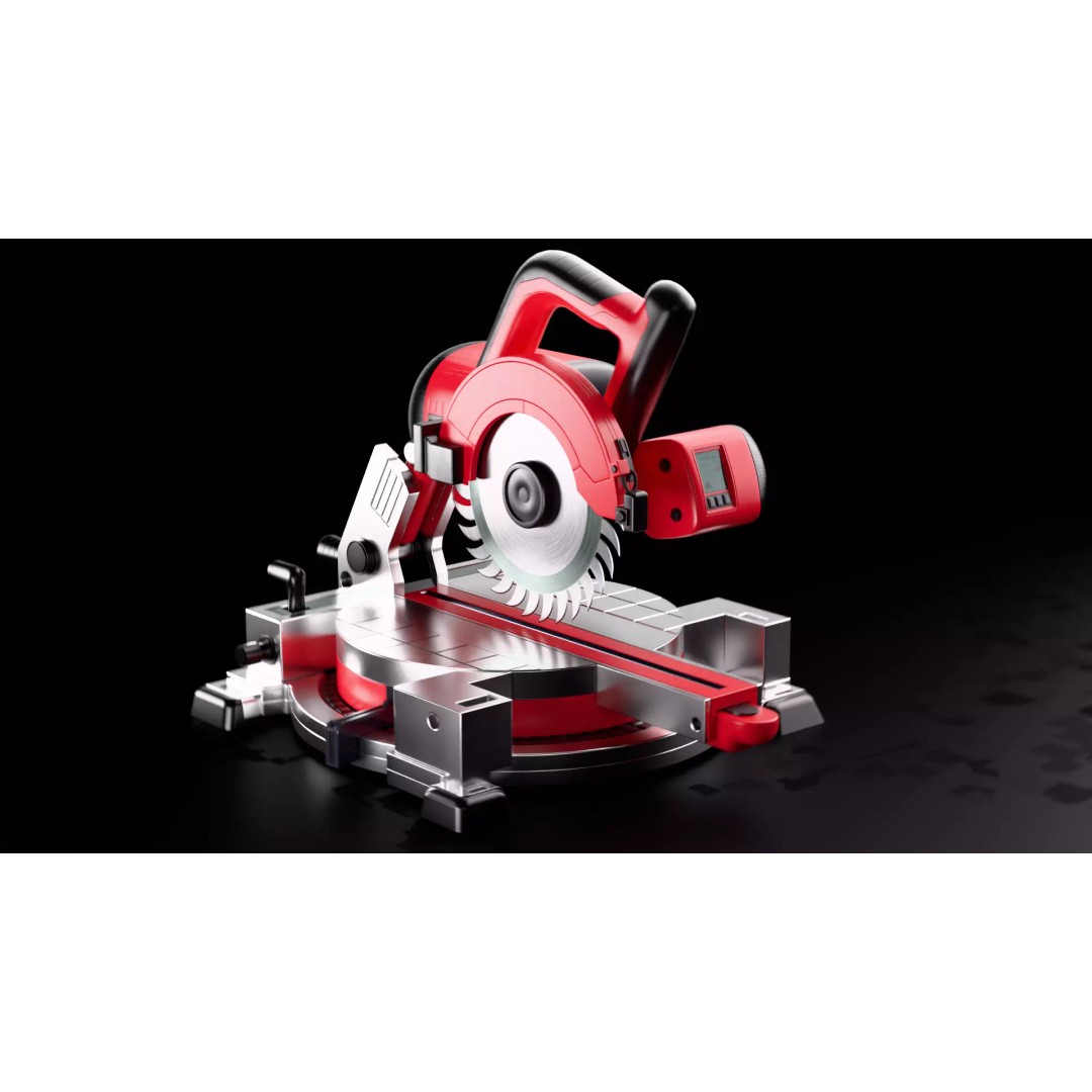 Miter Saw 3D Model – Low Poly Game-Ready Asset, FBX, Blender - View 2