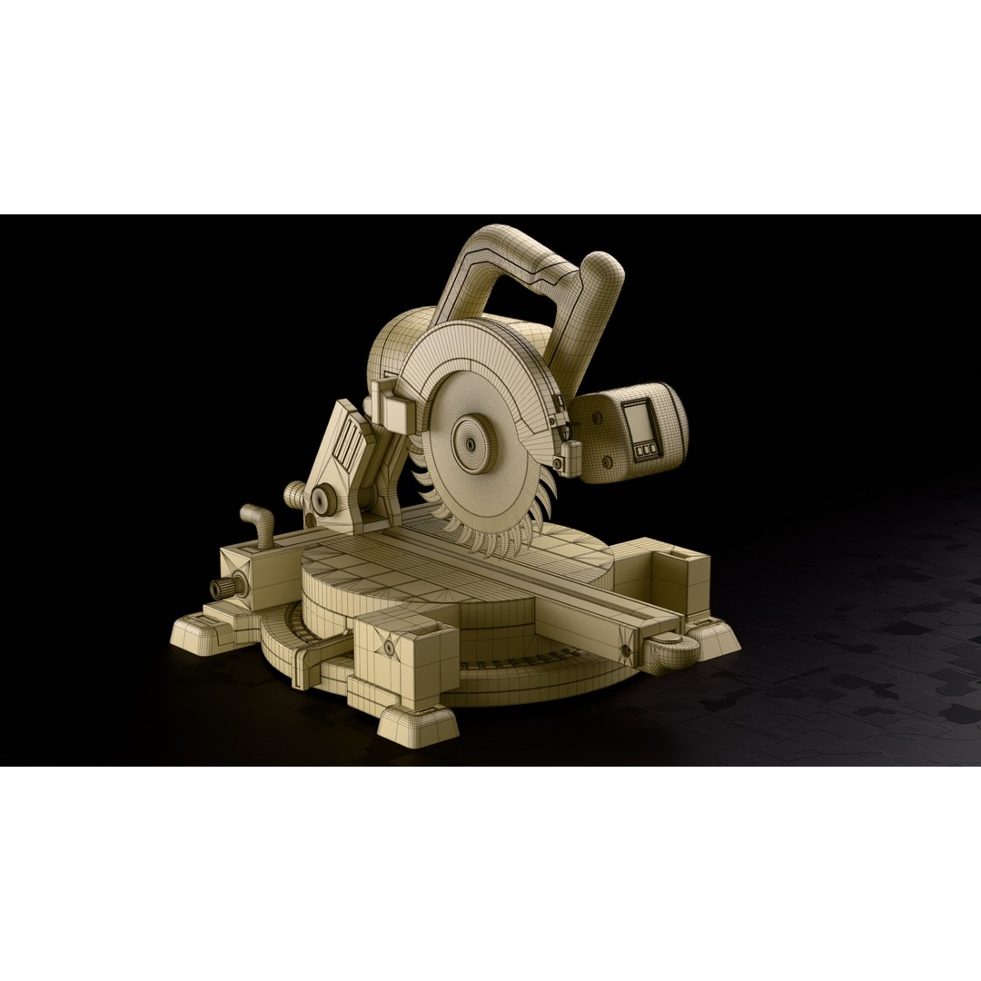 Miter Saw 3D Model – Low Poly Game-Ready Asset, FBX, Blender - View 3