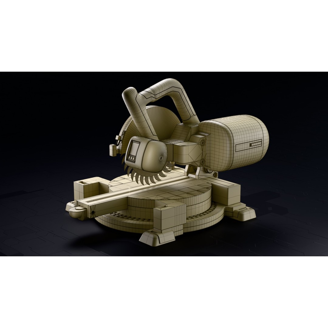 Miter Saw 3D Model – Low Poly Game-Ready Asset, FBX, Blender - View 6