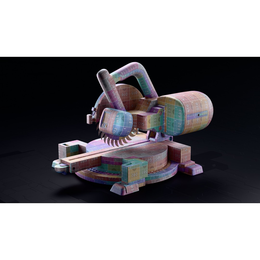 Miter Saw 3D Model – Low Poly Game-Ready Asset, FBX, Blender - View 7