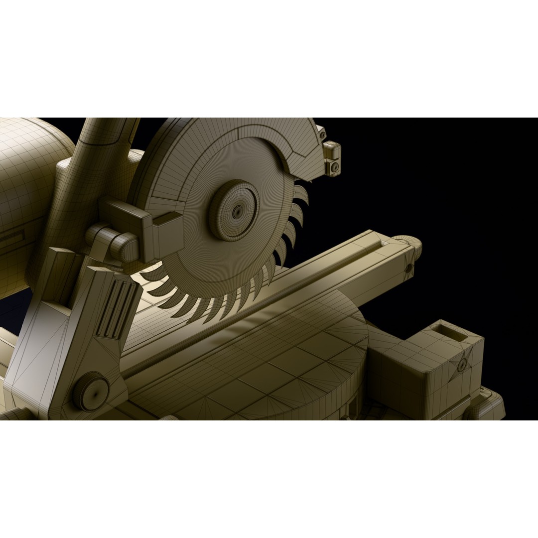 Miter Saw 3D Model – Low Poly Game-Ready Asset, FBX, Blender - View 9