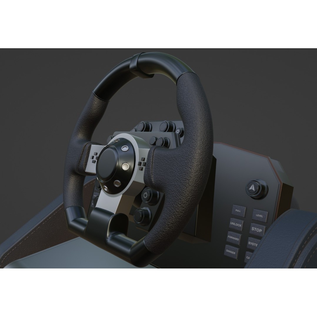 Racing Wheel 3D Model – Low Poly Game Asset, FBX, PBR Textures - View 8