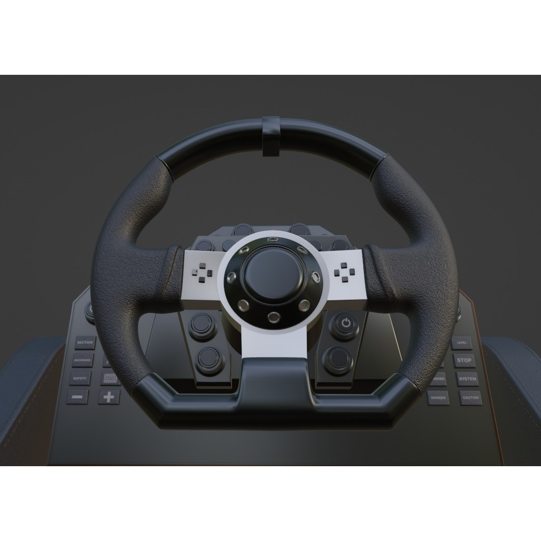 Racing Wheel 3D Model – Low Poly Game Asset, FBX, PBR Textures - View 9