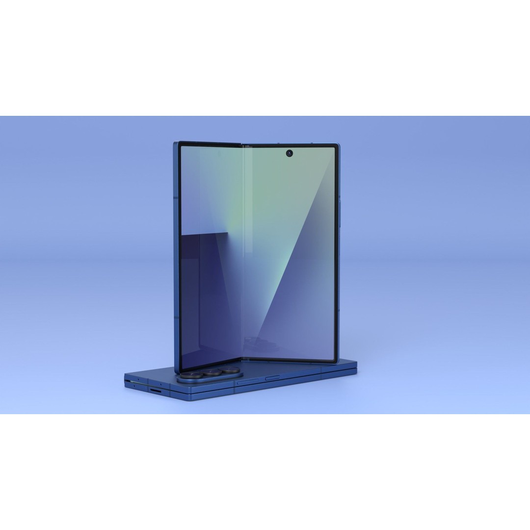 Samsung Galaxy Z Fold 7 3D Model – Blue Shadow Rigged PBR Asset, Blender - View 8