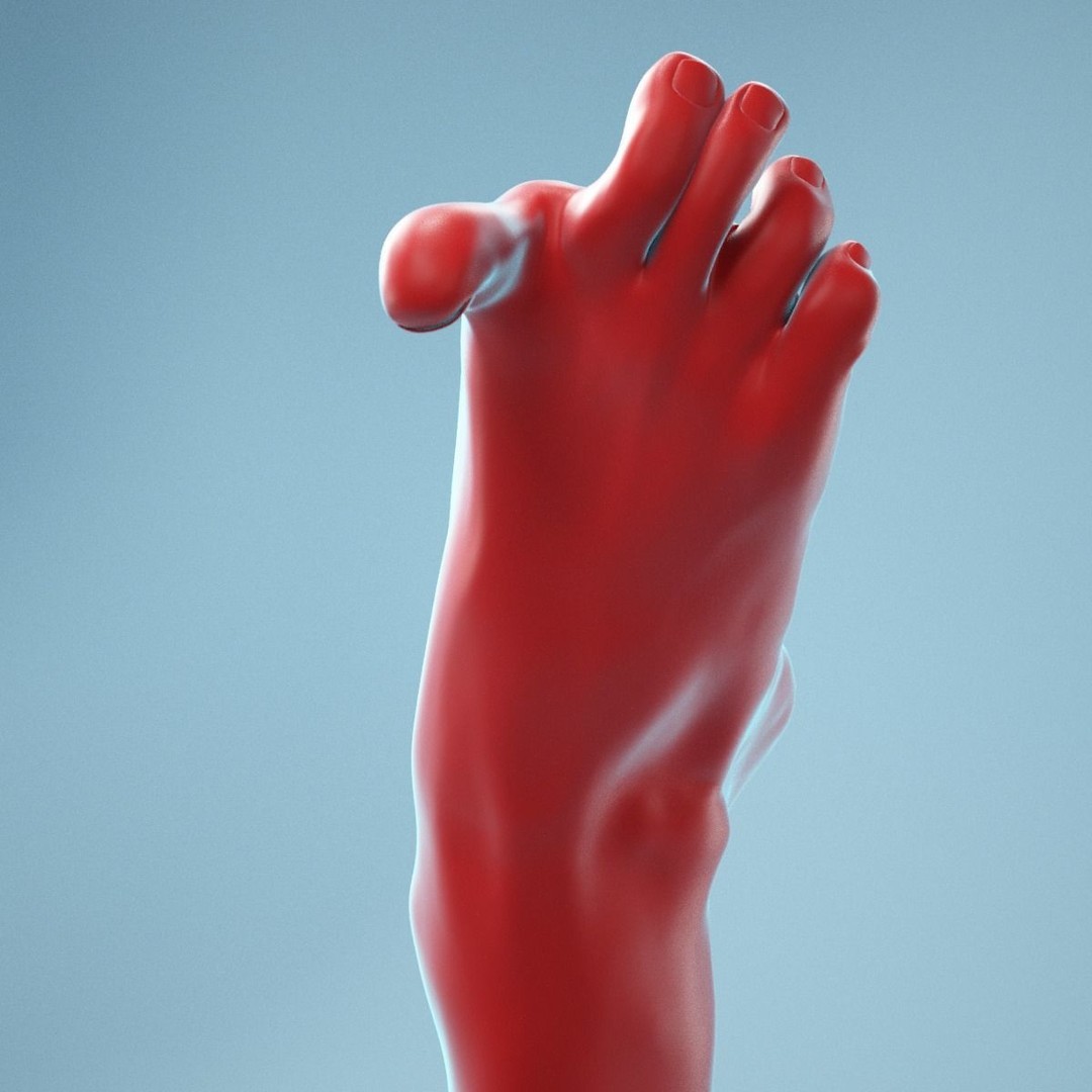 Big Toe Pointing 3D Model – Realistic Foot Anatomy, High Poly Formats - View 4