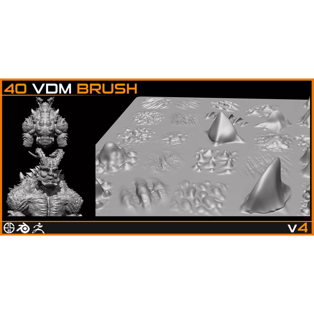 40 Skin Brushes 3D Model – VDM Brush Set for Blender & ZBrush