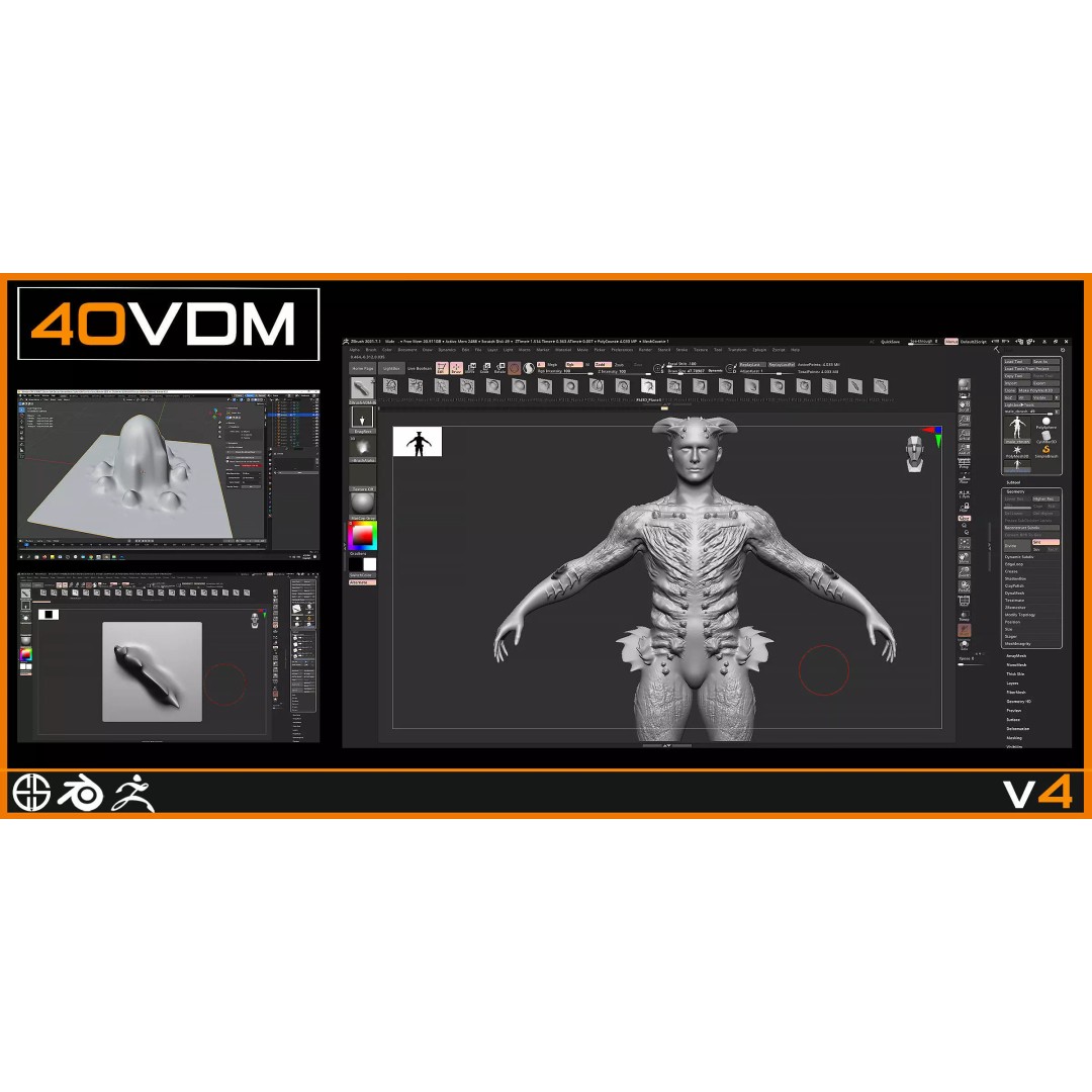 40 Skin Brushes 3D Model – VDM Brush Set for Blender & ZBrush - View 11