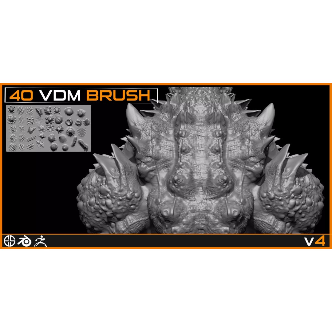 40 Skin Brushes 3D Model – VDM Brush Set for Blender & ZBrush - View 4
