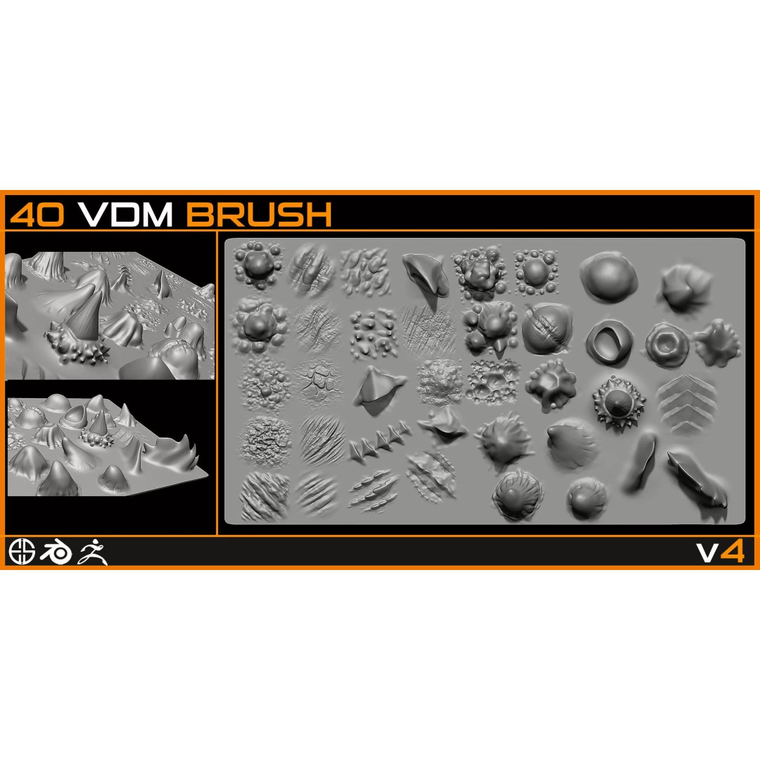 40 Skin Brushes 3D Model – VDM Brush Set for Blender & ZBrush - View 5