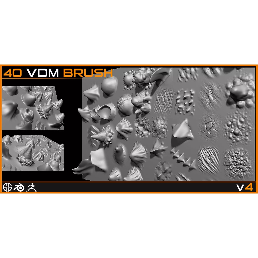 40 Skin Brushes 3D Model – VDM Brush Set for Blender & ZBrush - View 7