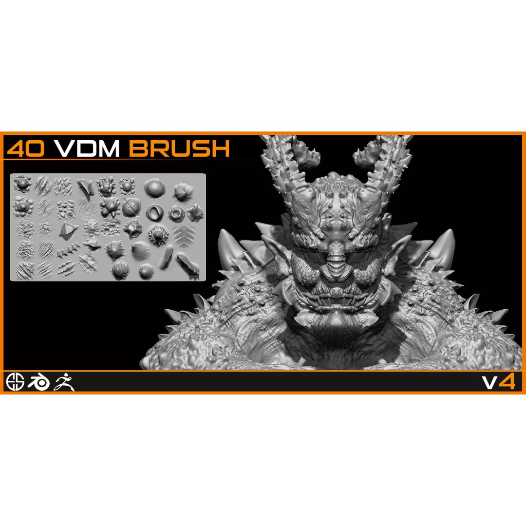 40 Skin Brushes 3D Model – VDM Brush Set for Blender & ZBrush - View 9