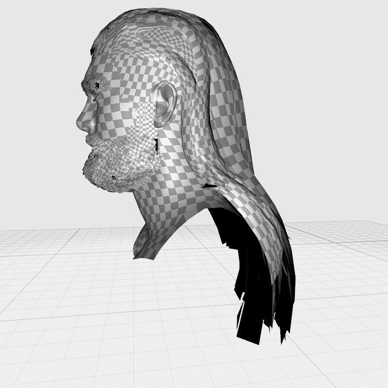 Wavy Long Man Hair 3D Model – Low Poly Game Asset, PBR, Unity, Unreal