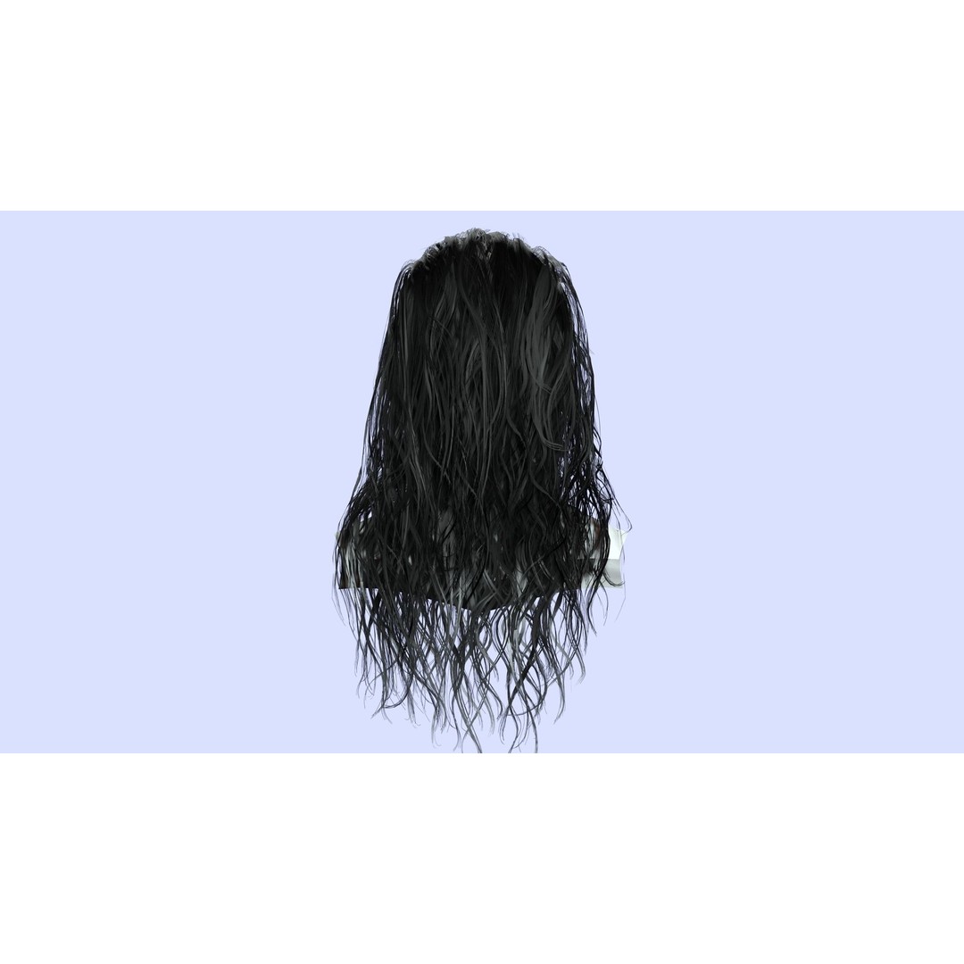 Wavy Long Man Hair 3D Model – Low Poly Game Asset, PBR, Unity, Unreal - View 10