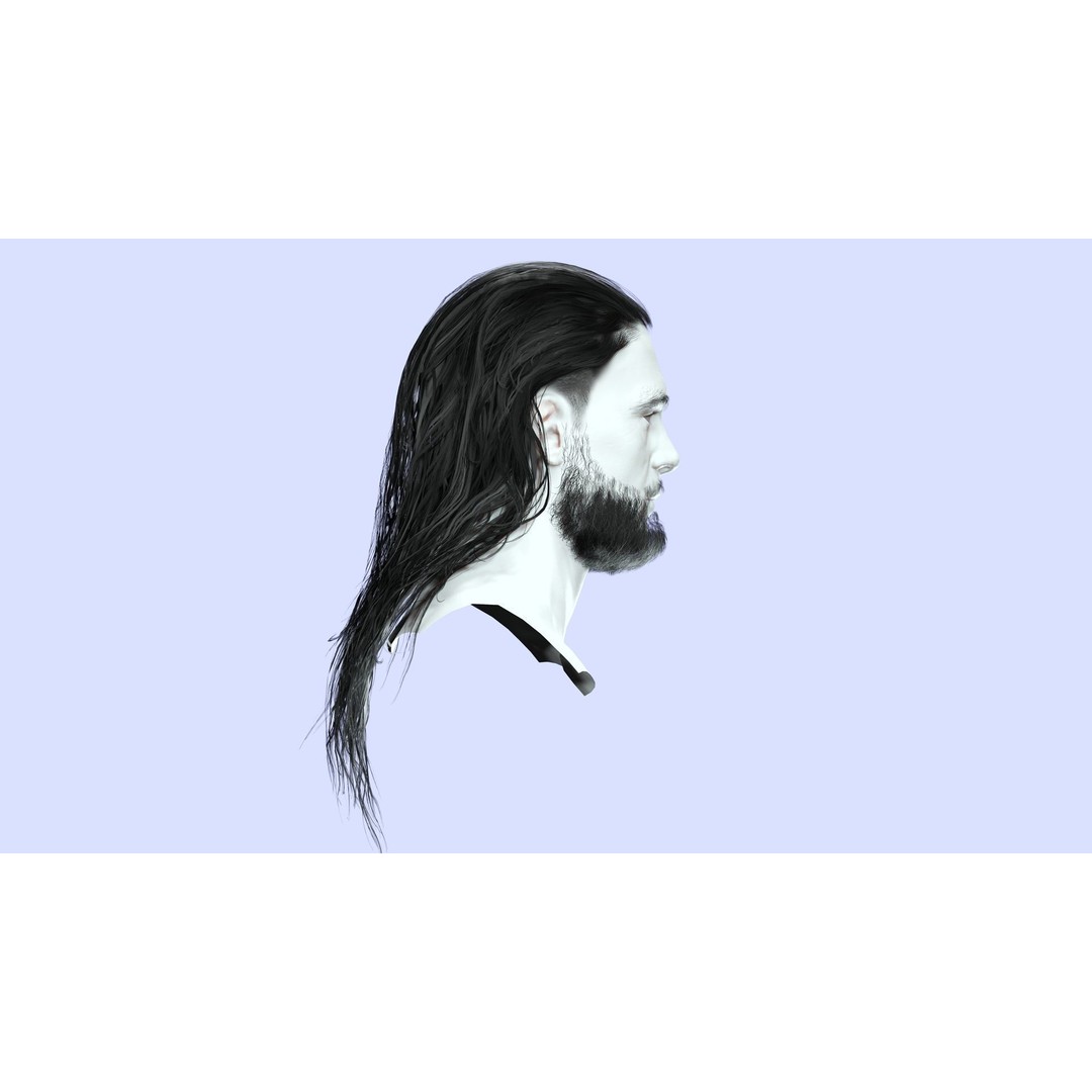 Wavy Long Man Hair 3D Model – Low Poly Game Asset, PBR, Unity, Unreal - View 12