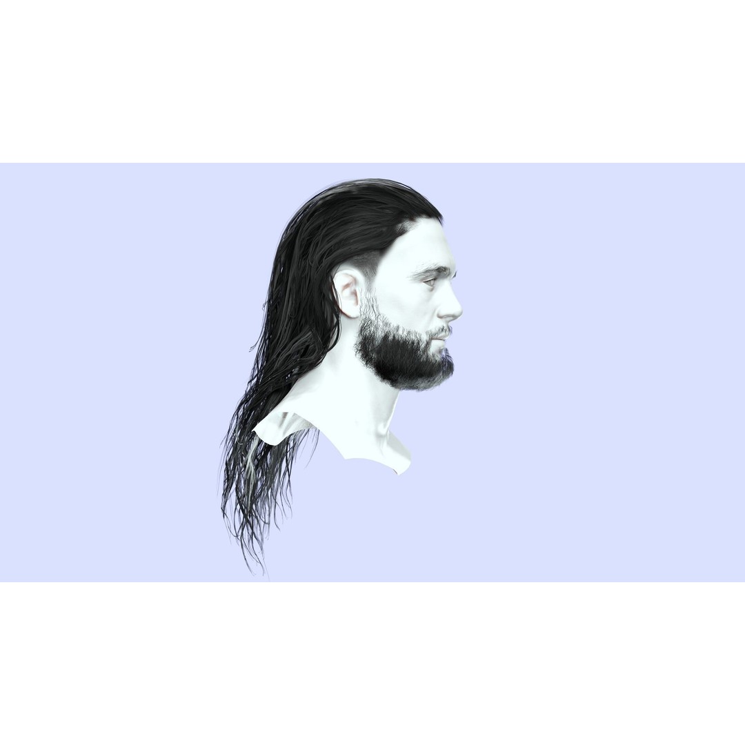 Wavy Long Man Hair 3D Model – Low Poly Game Asset, PBR, Unity, Unreal - View 13