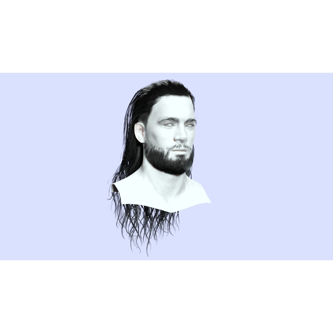 Wavy Long Man Hair 3D Model – Low Poly Game Asset, PBR, Unity, Unreal - View 14
