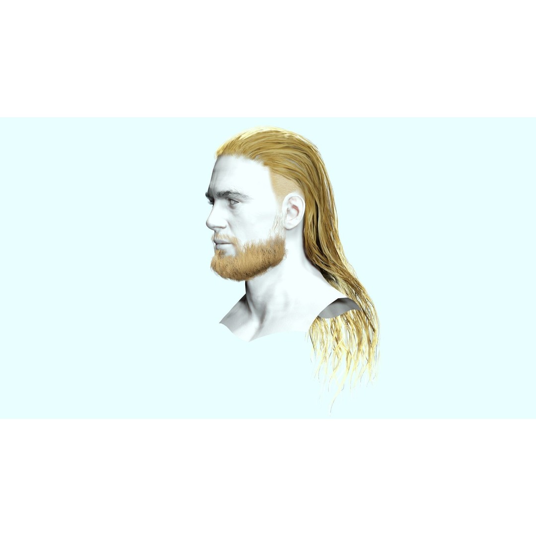 Wavy Long Man Hair 3D Model – Low Poly Game Asset, PBR, Unity, Unreal - View 15