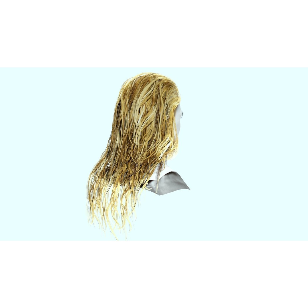 Wavy Long Man Hair 3D Model – Low Poly Game Asset, PBR, Unity, Unreal - View 16