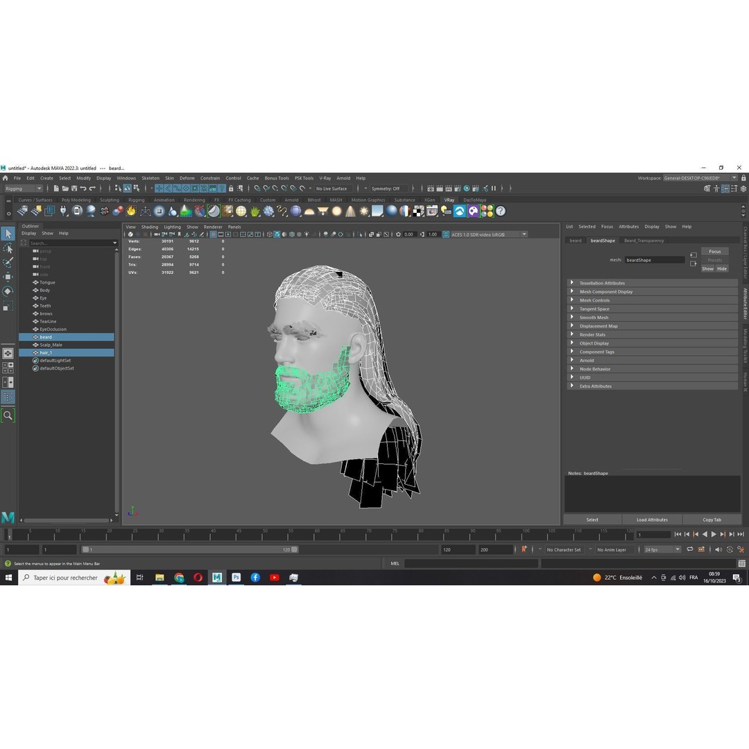 Wavy Long Man Hair 3D Model – Low Poly Game Asset, PBR, Unity, Unreal - View 19