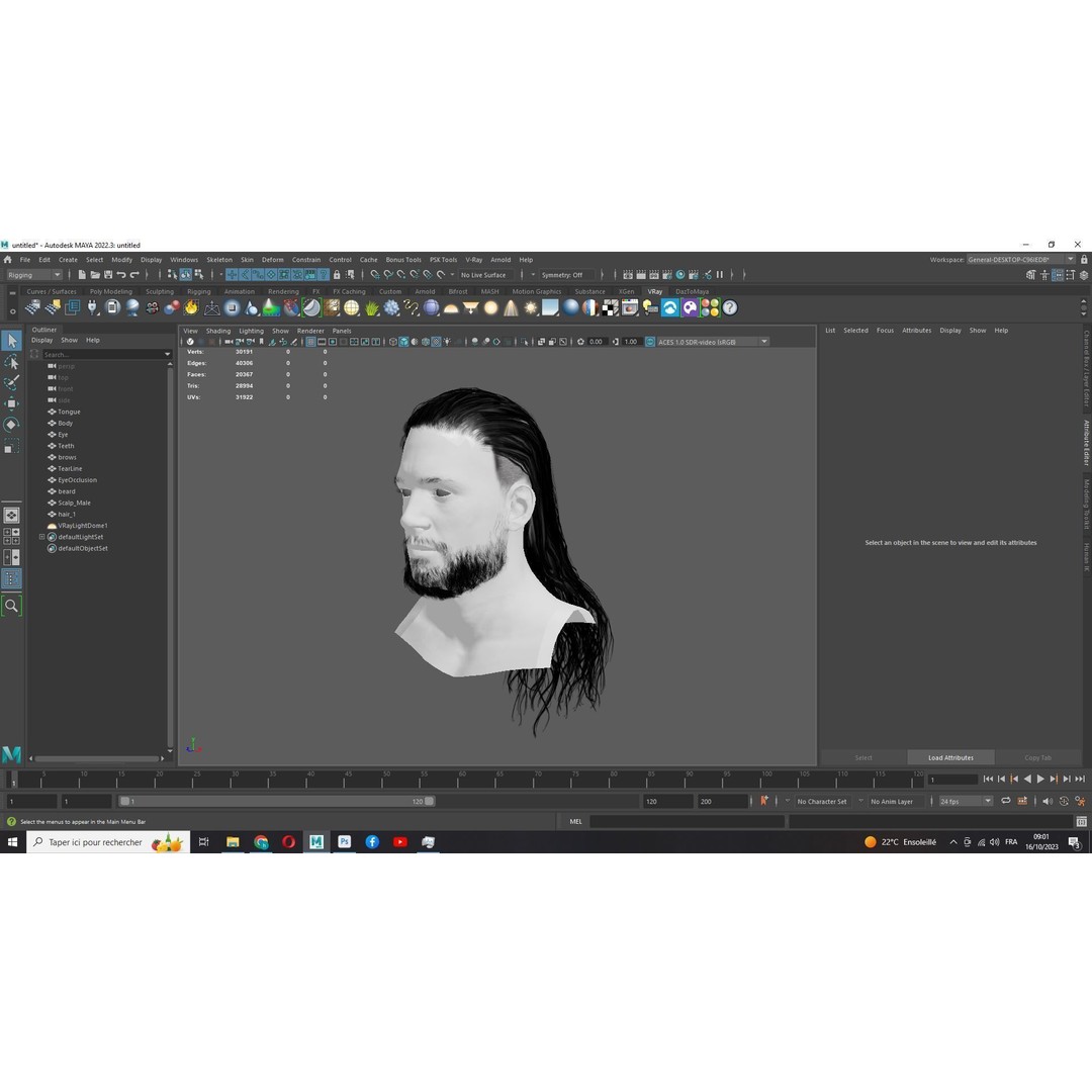 Wavy Long Man Hair 3D Model – Low Poly Game Asset, PBR, Unity, Unreal - View 20
