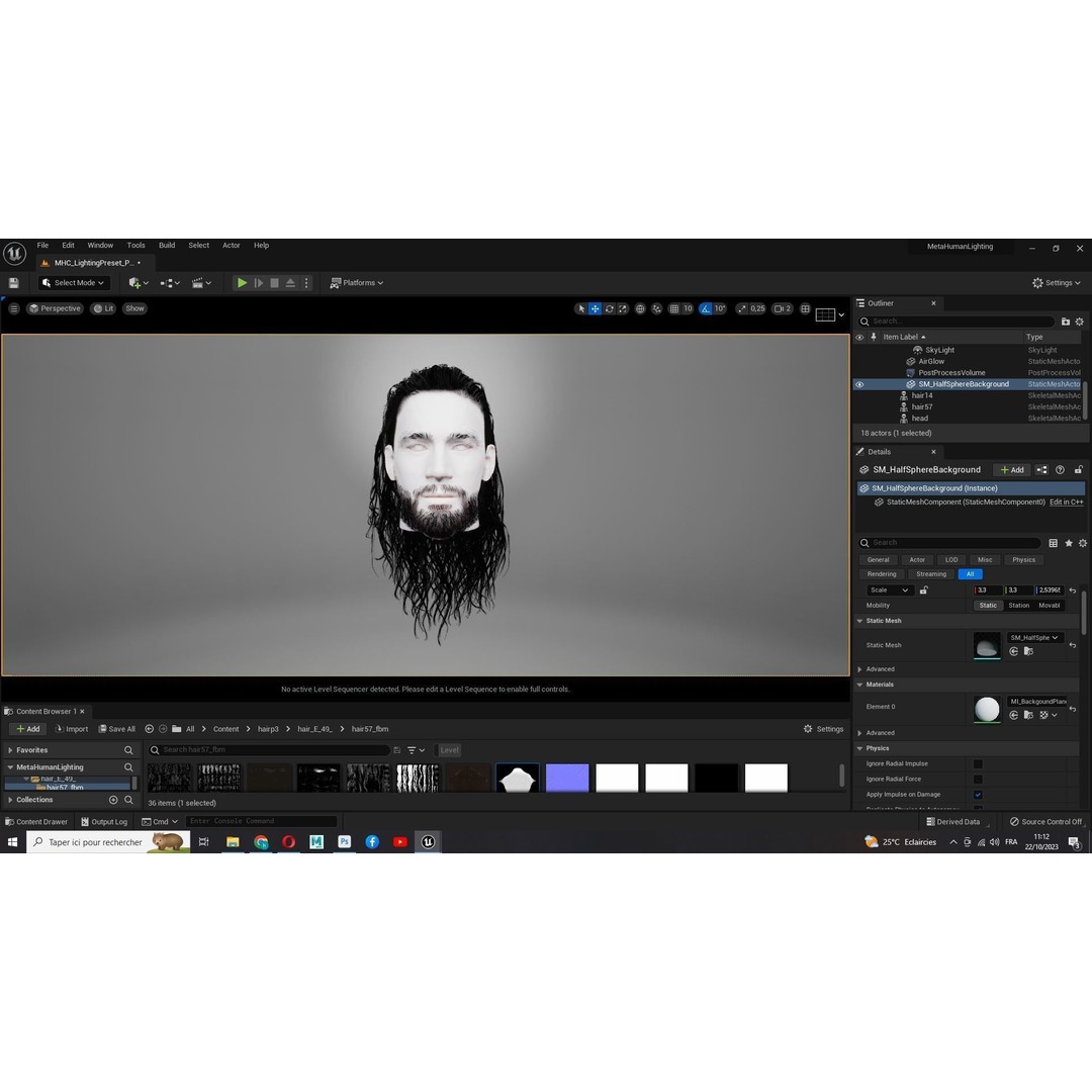 Wavy Long Man Hair 3D Model – Low Poly Game Asset, PBR, Unity, Unreal - View 24
