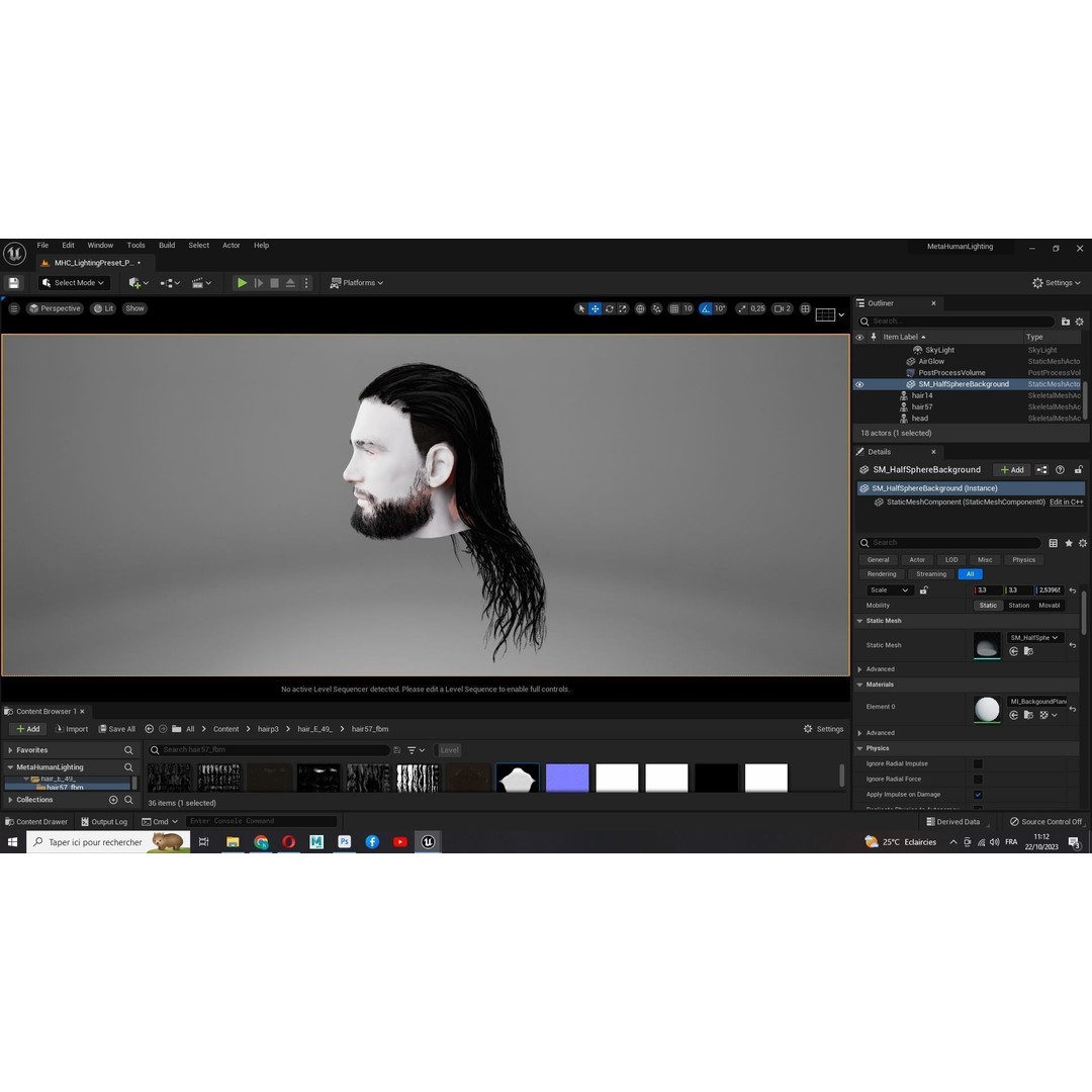Wavy Long Man Hair 3D Model – Low Poly Game Asset, PBR, Unity, Unreal - View 25