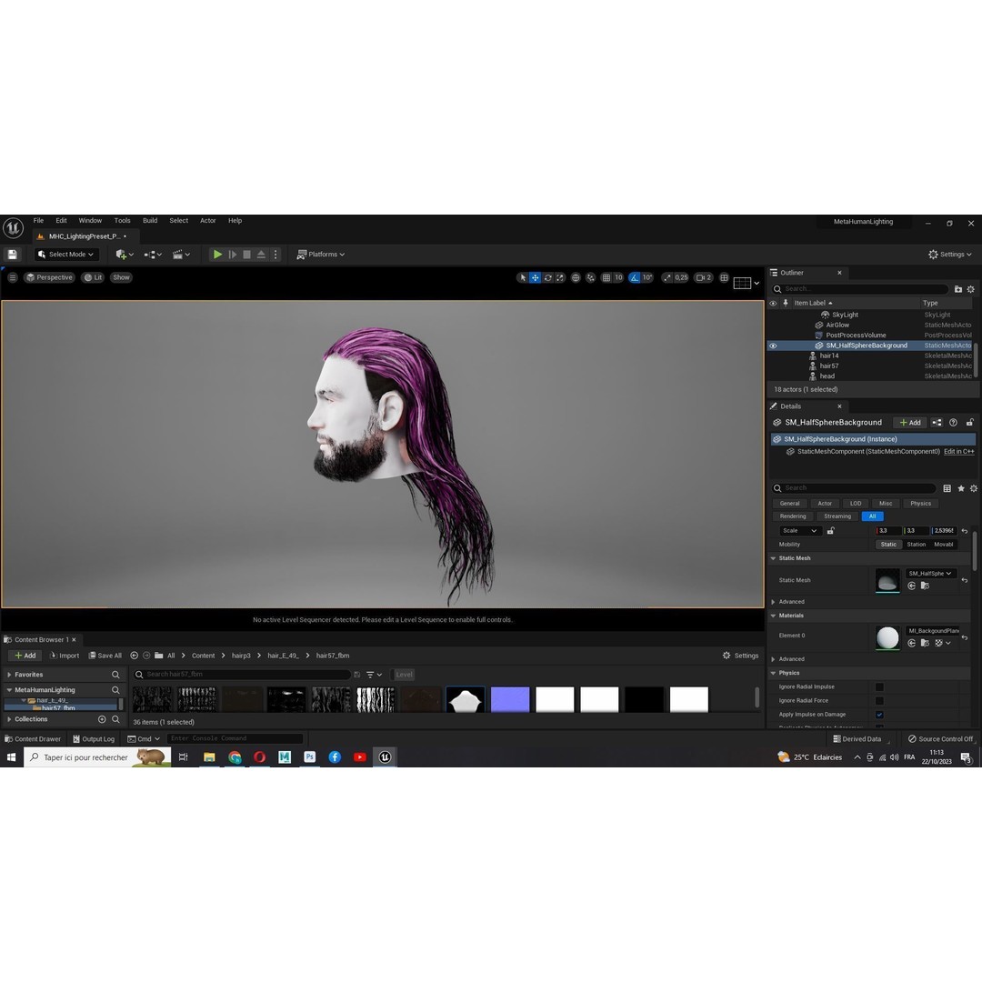 Wavy Long Man Hair 3D Model – Low Poly Game Asset, PBR, Unity, Unreal - View 26