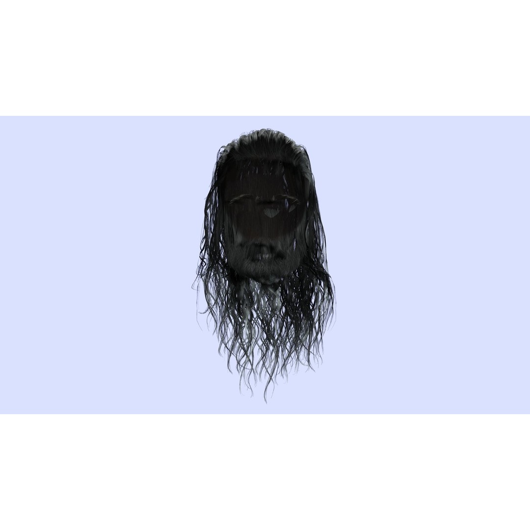 Wavy Long Man Hair 3D Model – Low Poly Game Asset, PBR, Unity, Unreal - View 4