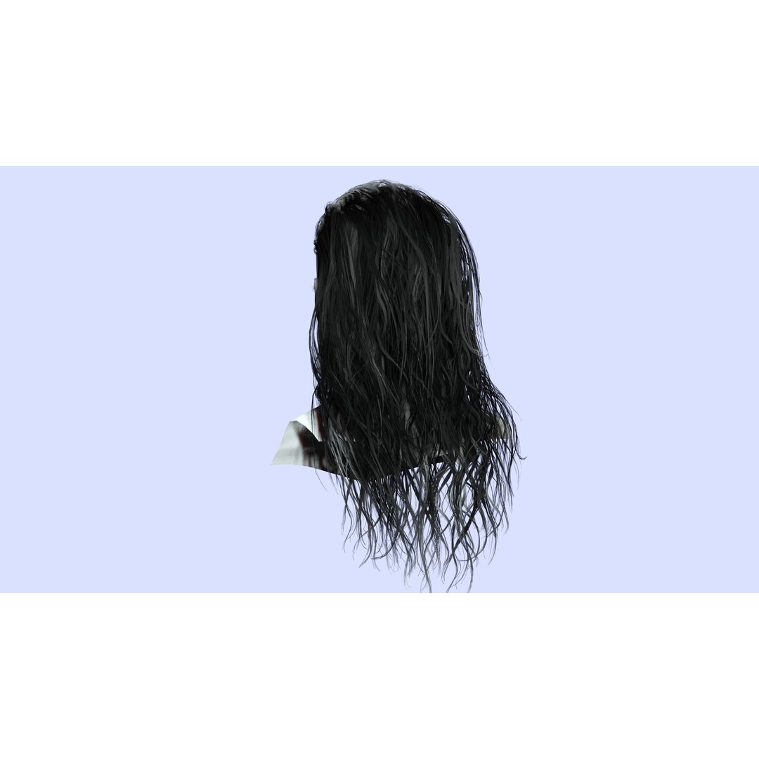 Wavy Long Man Hair 3D Model – Low Poly Game Asset, PBR, Unity, Unreal - View 9