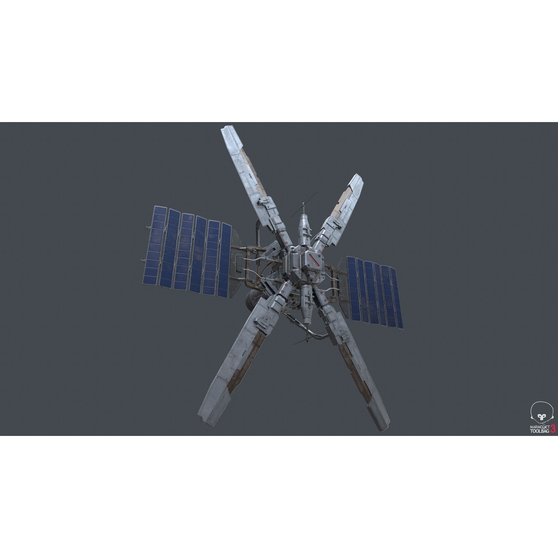 Sci-Fi Space Station with Propellers - Game-Ready 3D Model - View 3