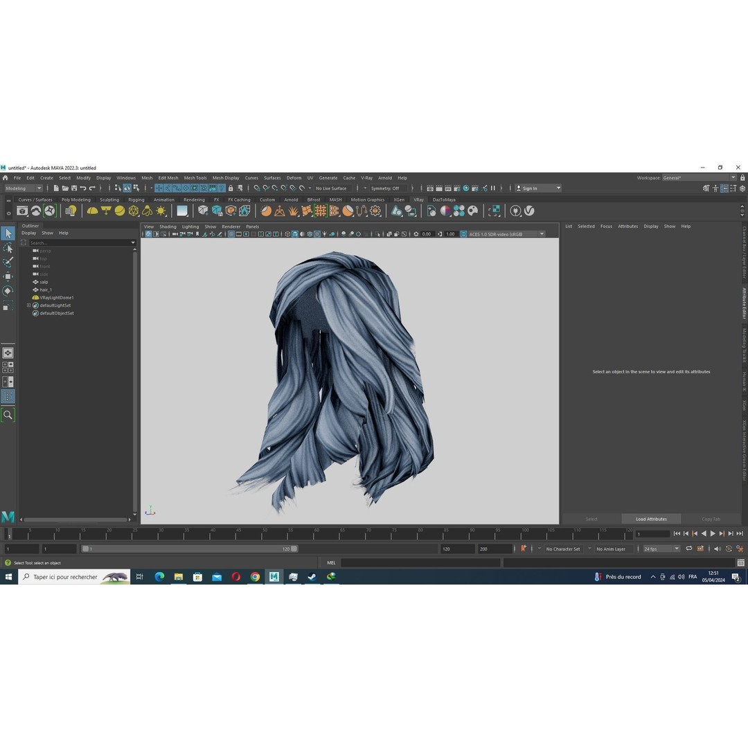 Female Wavy Hair 3D Model – Low Poly Realistic Hair Asset, FBX