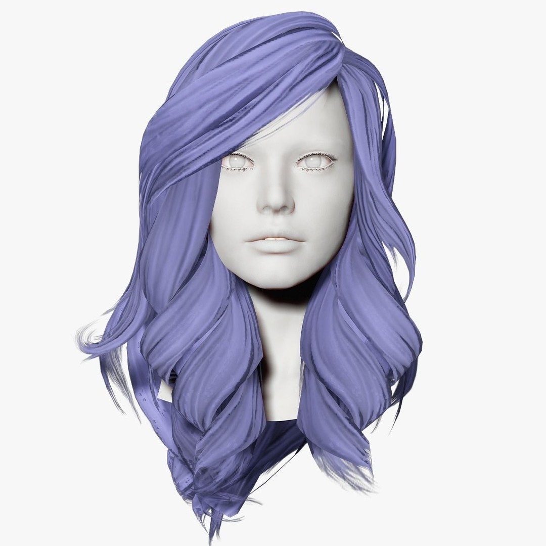 Female Wavy Hair 3D Model – Low Poly Realistic Hair Asset, FBX - View 10