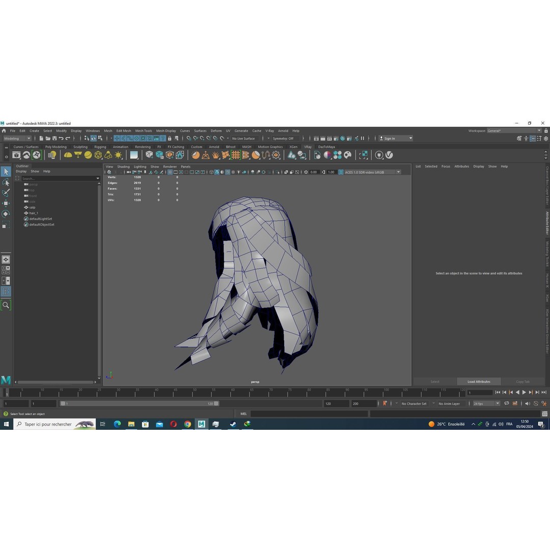 Female Wavy Hair 3D Model – Low Poly Realistic Hair Asset, FBX - View 14