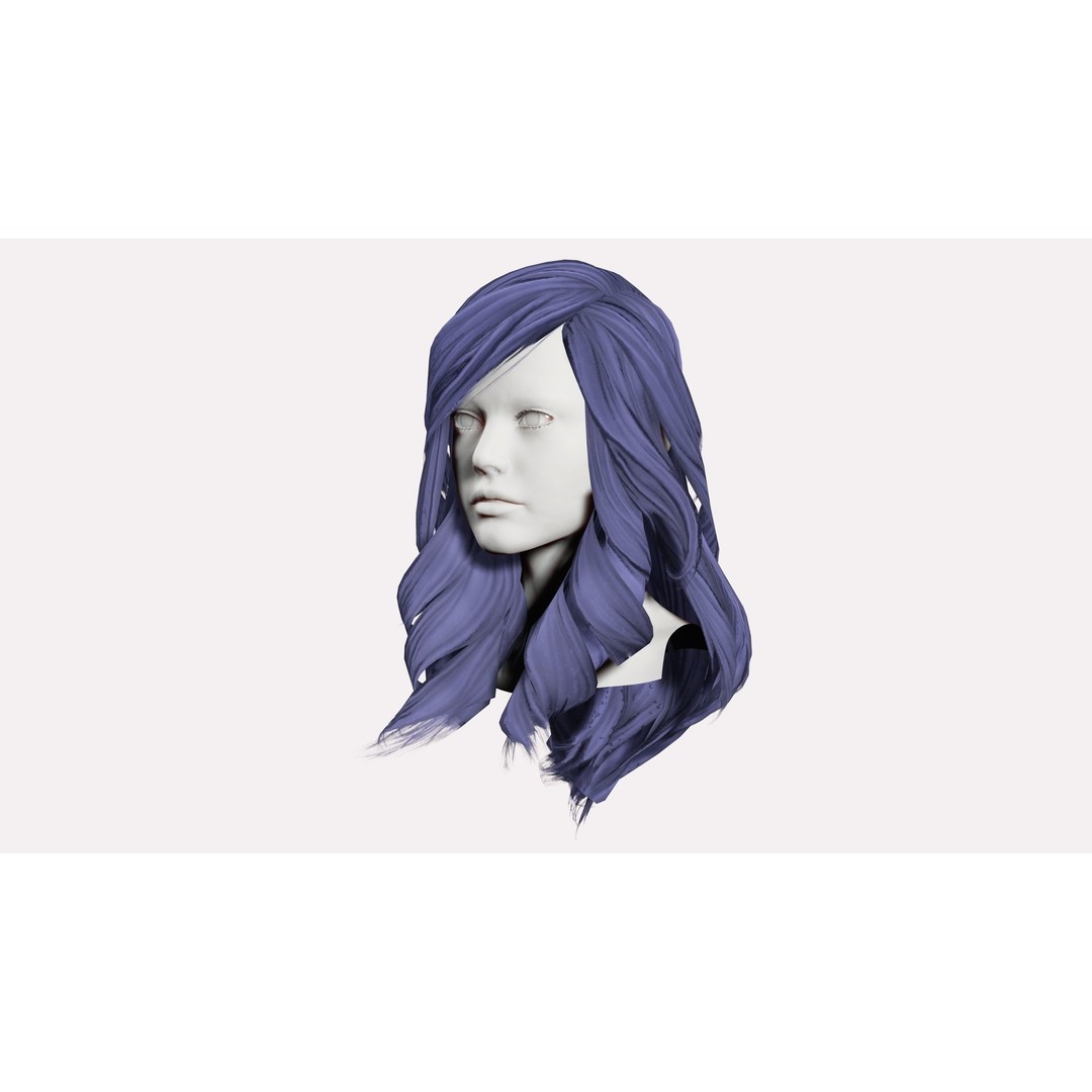 Female Wavy Hair 3D Model – Low Poly Realistic Hair Asset, FBX - View 5