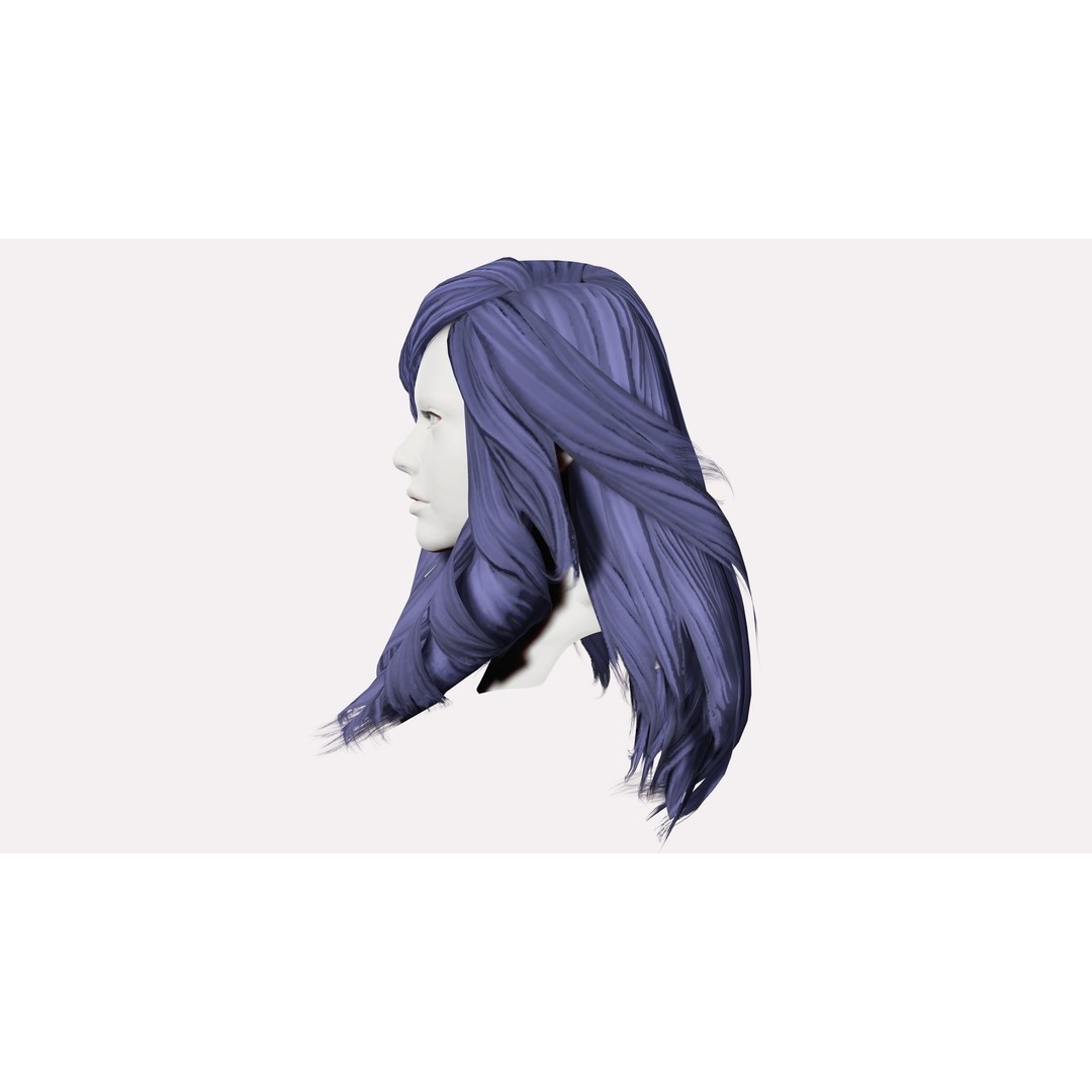 Female Wavy Hair 3D Model – Low Poly Realistic Hair Asset, FBX - View 6