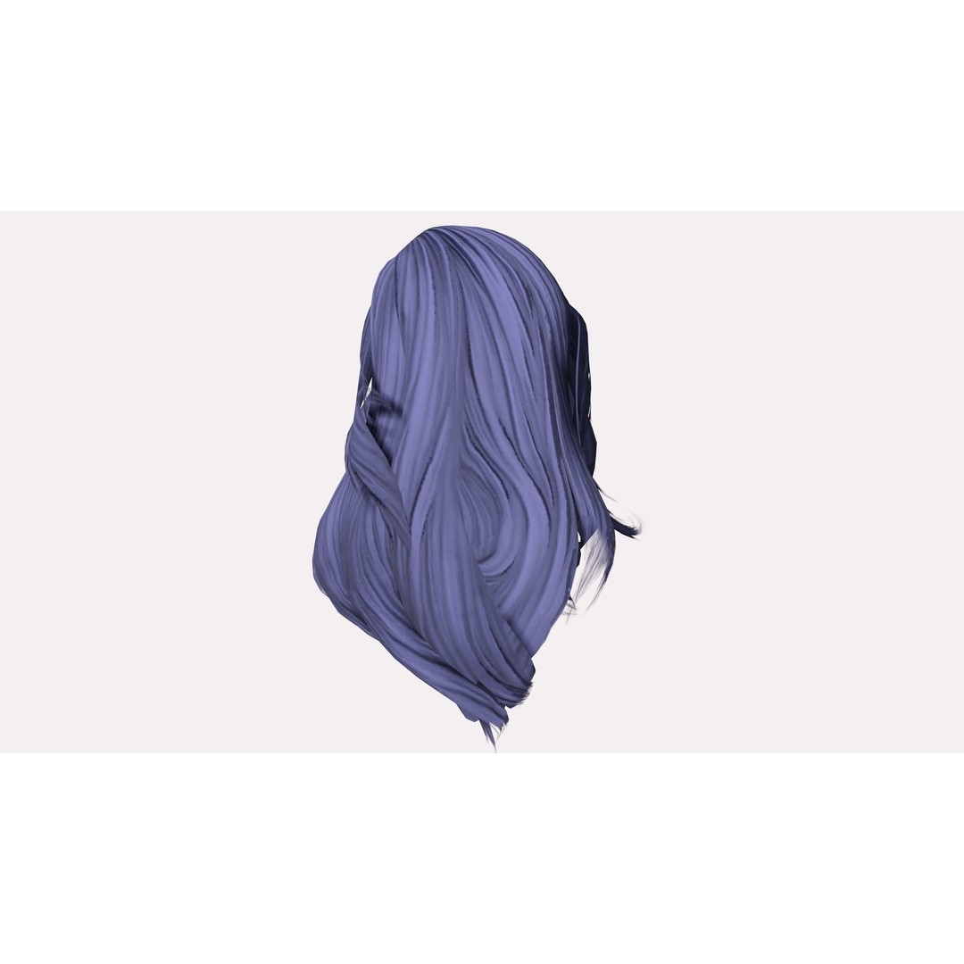 Female Wavy Hair 3D Model – Low Poly Realistic Hair Asset, FBX - View 7