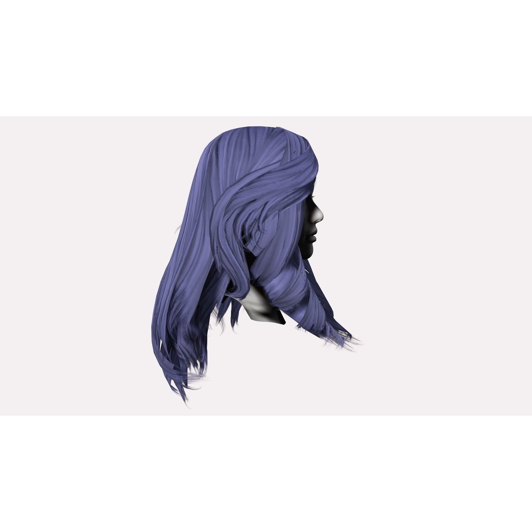 Female Wavy Hair 3D Model – Low Poly Realistic Hair Asset, FBX - View 8