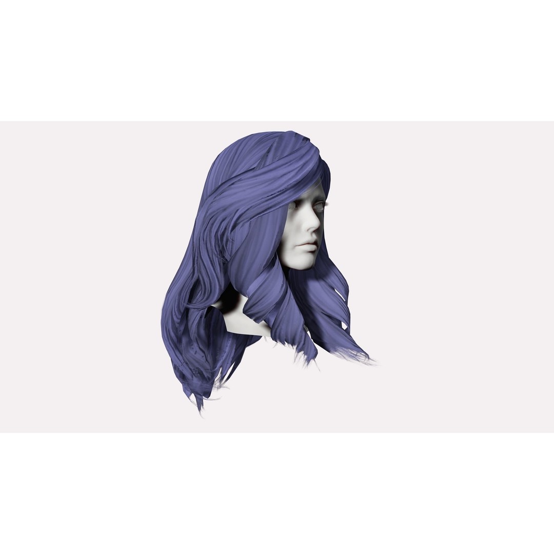 Female Wavy Hair 3D Model – Low Poly Realistic Hair Asset, FBX - View 9