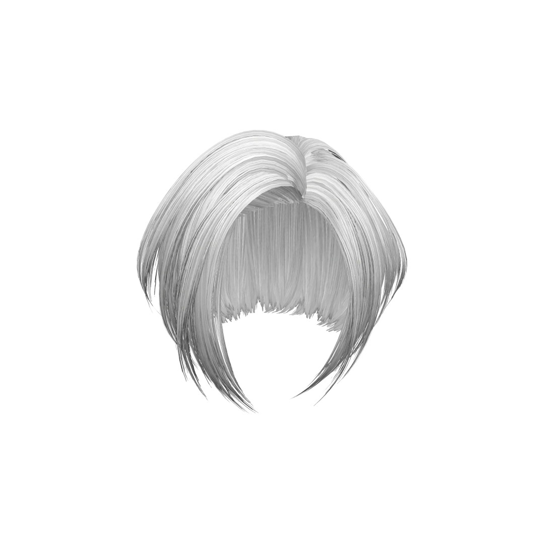 Modern Cut Straight Short Hair 3D Model – Low Poly Game Asset, FBX - View 2