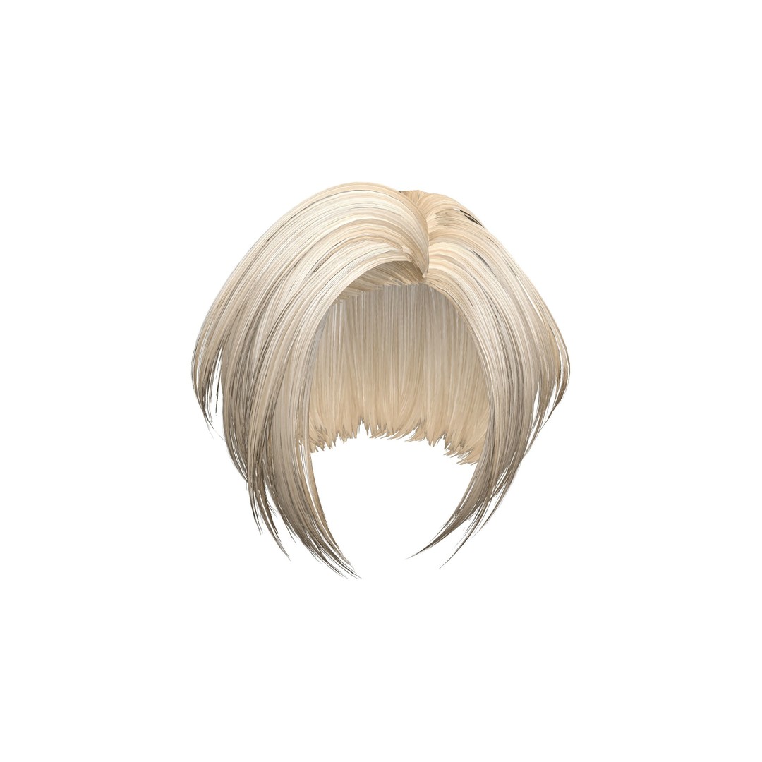 Modern Cut Straight Short Hair 3D Model – Low Poly Game Asset, FBX - View 3